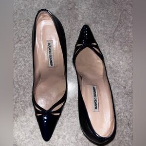 Manolo Blahnik  blue patent leather Heels